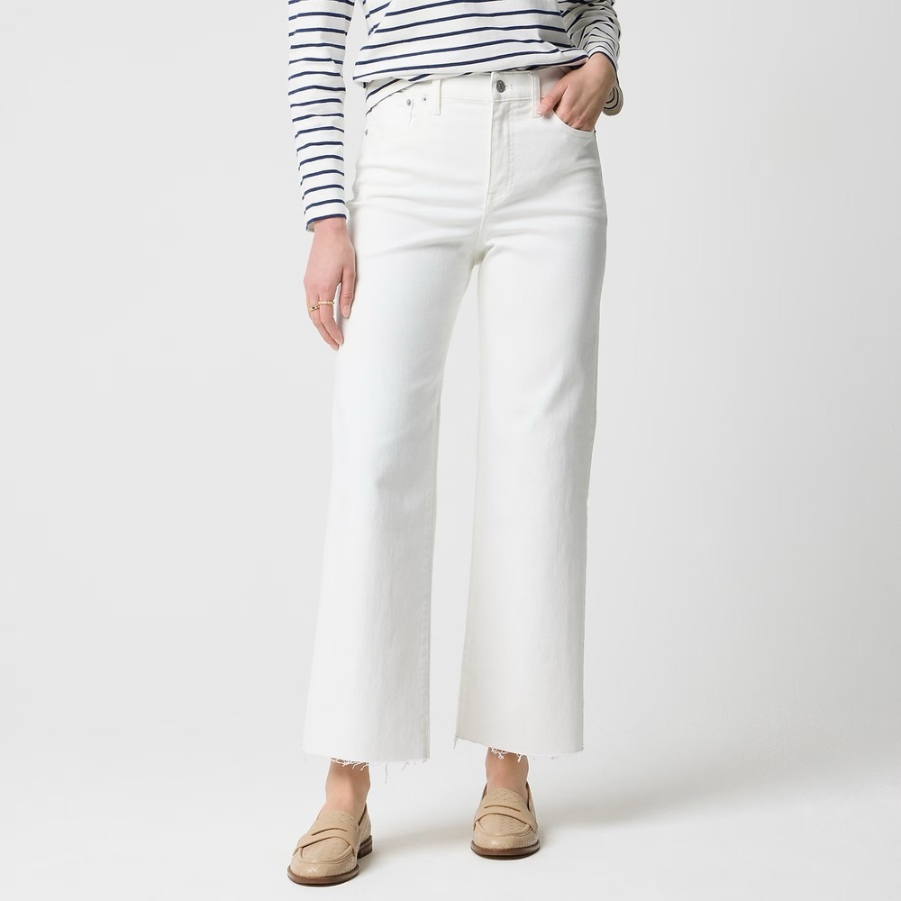 J.Crew Tall Wide-Leg Crop Jean All-Day Stretch Seashell White 30T 30 new coastal